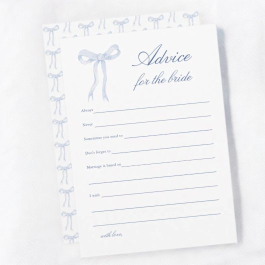 ブルーボウブライダルシャワーアドバイスfor the Bride アドバイスカード
