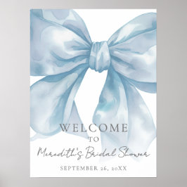 ブルーボウブライダルシャワーウェルカムサイン ポスター