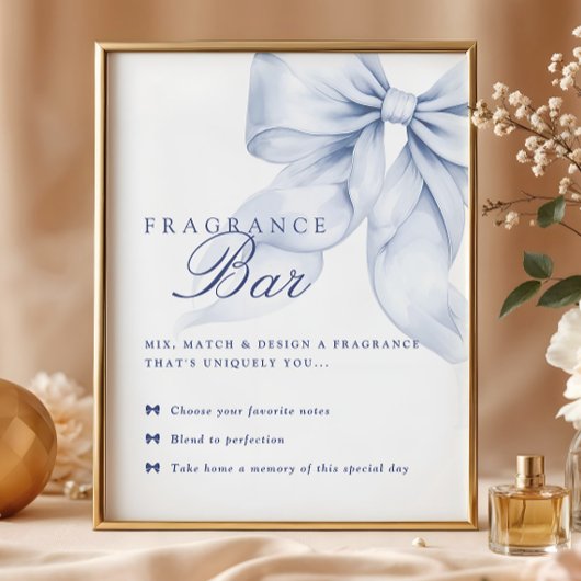 ブルーボウブライダルシャワーテーブル記号 ポスター