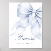 ブルーボウブライダルシャワービーズテーブルサイン ポスター (正面)