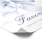 ブルーボウブライダルシャワービーズテーブルサイン ポスター (角)