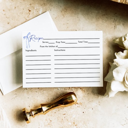 ブルーボウブライダルシャワーレシピカード エンクロージャーカード