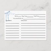 ブルーボウブライダルシャワーレシピカード エンクロージャーカード (正面)