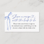 ブルーボウブライダルシャワーレシピ要求 エンクロージャーカード (正面)