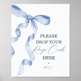 ブルーボウブライダルシャワー共有レシピカードサイン ポスター