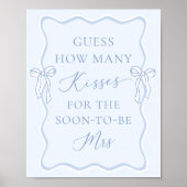 ブルーボウブライダルシャワー推測する数キス ポスター (正面)