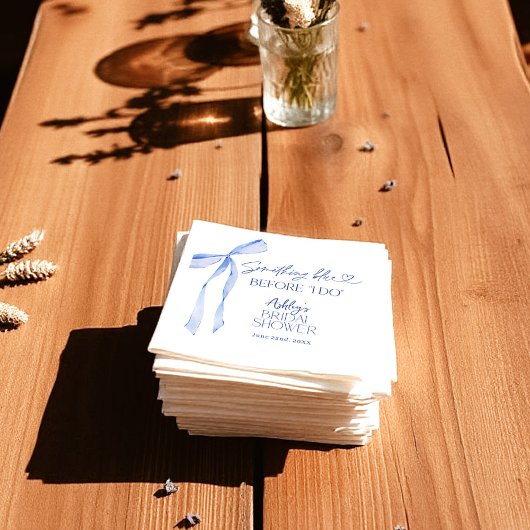 ブルーボウブライダルシャワー、私が行う前に何か青 スタンダードカクテルナプキン