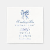 ブルーボウブライダルシャワー、私が行う前に何か青 スタンダードカクテルナプキン (正面)