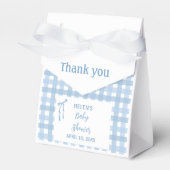 ブルーボウプレイドシンプルボーイズベイビーシャワー フェイバーボックス (正面サイド)