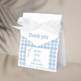 ブルーボウプレイドシンプルボーイズベイビーシャワー フェイバーボックス