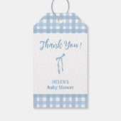 ブルーボウプレイドシンプルボーイベビシャワー ギフトタグ (裏面)