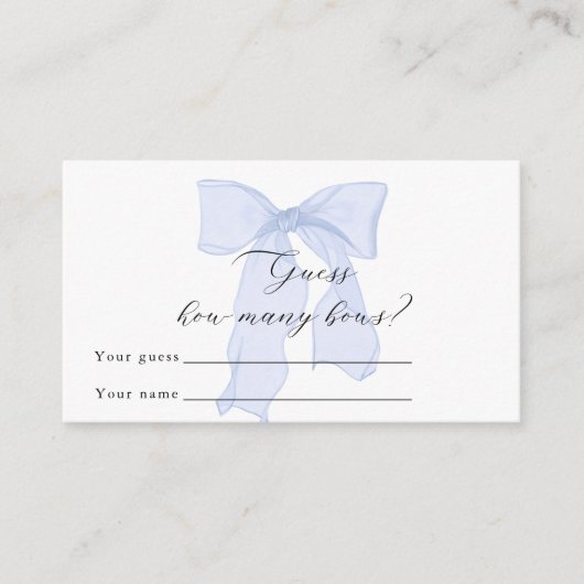 ブルーボウベイビーシャワーいくつ弓を推測 エンクロージャーカード (正面)