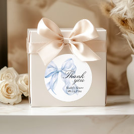 ブルーボウベイビーシャワーの感謝とプチギフトタグ ラウンドシール