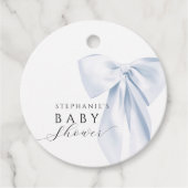 ブルーボウベイビーシャワーラウンドメッセージカード フェイバータグ (正面)