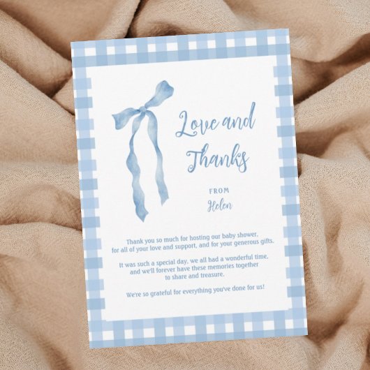 ブルーボウベイビーシャワー少年たちプレイドサンキューカード サンキューカード