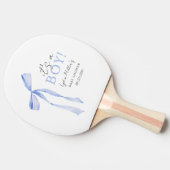 ブルーボウベイビーシャワー招待状, 男の子のベイビーシャワー 卓球ラケット (横)