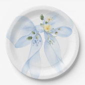 ブルーボウベビーの開花ワイルドフラワーベビーシャワー ペーパープレート (正面)