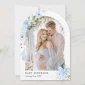 ブルーボウベビーイン開花フローラアーチベイビーシャワー 招待状 (裏面)