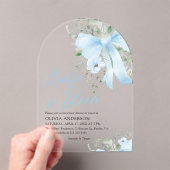 ブルーボウベビーイン開花フローラボーイアーチベイビーシャワー アクリル招待状 (インサイチュ (ポータブル))