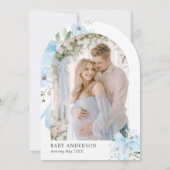 ブルーボウベビーイン開花フローラボーイアーチベイビーシャワー 招待状 (裏面)