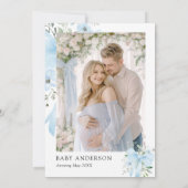 ブルーボウベビーイン開花フローラボーイベビーシャワー 招待状 (裏面)