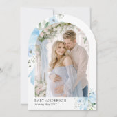 ブルーボウベビーイン開花フローラボーイベビーシャワー 招待状 (裏面)