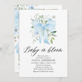 ブルーボウベビーイン開花フローラボーイベビーシャワー 招待状 (正面/裏面)