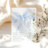 ブルーボウベビーイン開花フローラ男の赤ちゃんシャワー 招待状