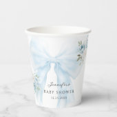 ブルーボウベビーイン開花フローラ男の赤ちゃんシャワー 紙コップ (正面)