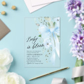 ブルーボウベビーイン開花フローラ男の赤ちゃんベビーシャワー アクリル招待状 (インサイチュ (ウェディング))