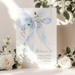 ブルーボウベビーイン開花ベビーシャワーウェルカム ポスター