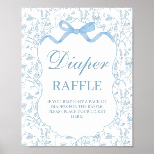 ブルーボウベビーシャワーボーイおむつサイン ポスター (正面)
