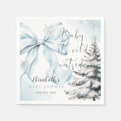 ブルーボウベビーベビーシャワー外は寒い スタンダードカクテルナプキン (正面)