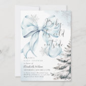 ブルーボウベビーベビーシャワー外は寒い 招待状 (正面)