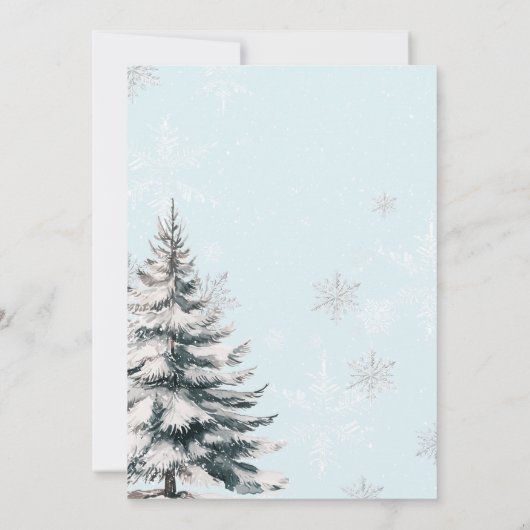 ブルーボウベビーベビーシャワー外は寒い 招待状 (裏面)