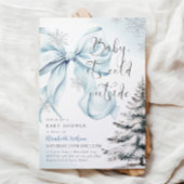 ブルーボウベビーベビーシャワー外は寒い 招待状