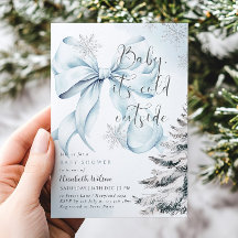 ブルーボウベビーベビーシャワー外は寒い