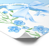 ブルーボウボーイシャビーみすぼらしいシックな赤ちゃんシャワーへようこそ ポスター (角)