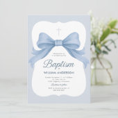 ブルーボウボーイバプテスマ招待状ウィズクロスリース 招待状 (スタンド正面)