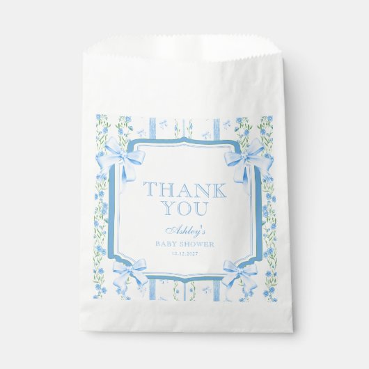 ブルーボウボーイベビーシャワーありがとう フェイバーバッグ (正面)