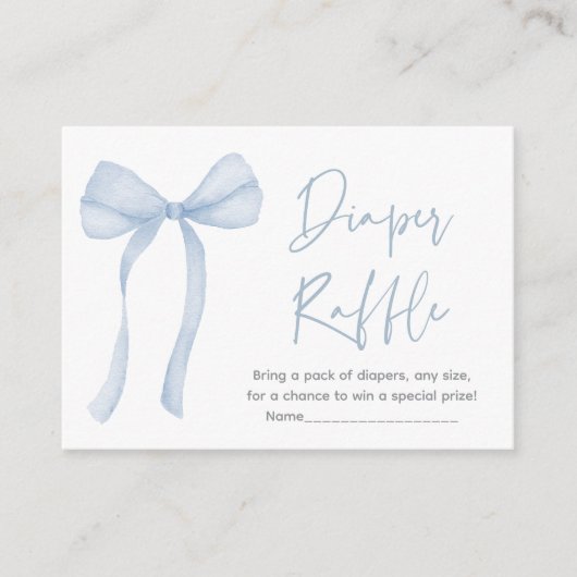 ブルーボウボーイベビーシャワーおむつラッフル エンクロージャーカード (正面)