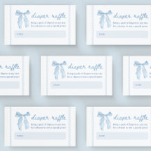 ブルーボウボーイベビーシャワーオムツラッフルチケット