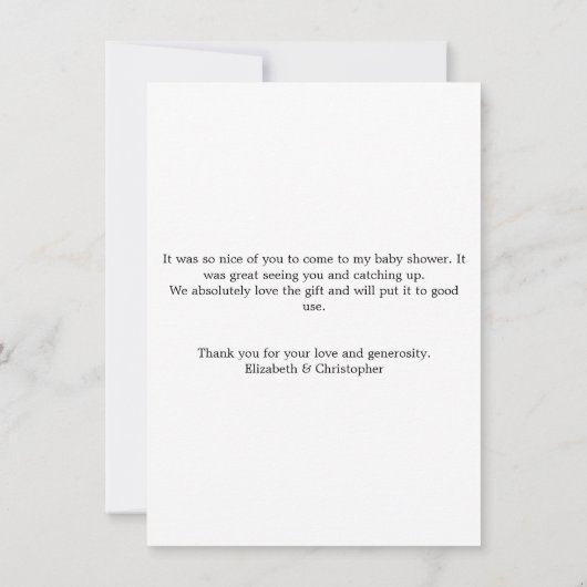 ブルーボウボーイベビーシャワーサンキューカード サンキューカード (裏面)