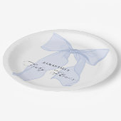 ブルーボウボーイベビーシャワー招待状 ペーパープレート (アングル)