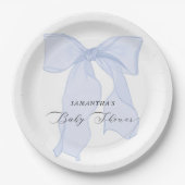 ブルーボウボーイベビーシャワー招待状 ペーパープレート (正面)