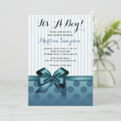 ブルーボウボーイベビーシャワー招待状 招待状 (スタンド正面)