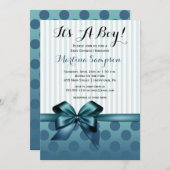 ブルーボウボーイベビーシャワー招待状 招待状 (正面/裏面)