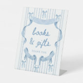 ブルーボウボーイ赤ちゃんシャワー本とギフトサイン 台座サイン (正面)