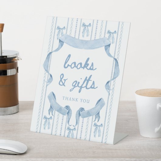 ブルーボウボーイ赤ちゃんシャワー本とギフトサイン 台座サイン (インサイチュ)