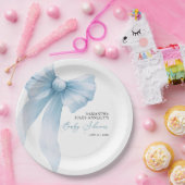 ブルーボウモダンベビーシャワー ペーパープレート (パーティー)